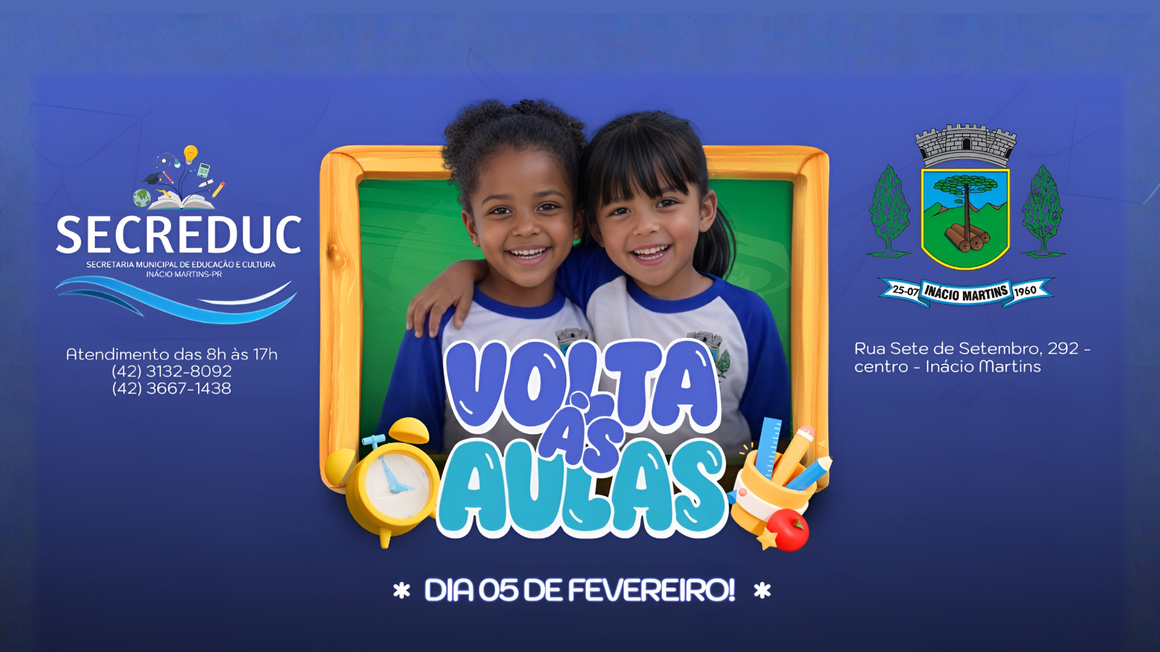 Ano Letivo 2026 Tem Início no Dia 05 de Fevereiro em Inácio Martins.