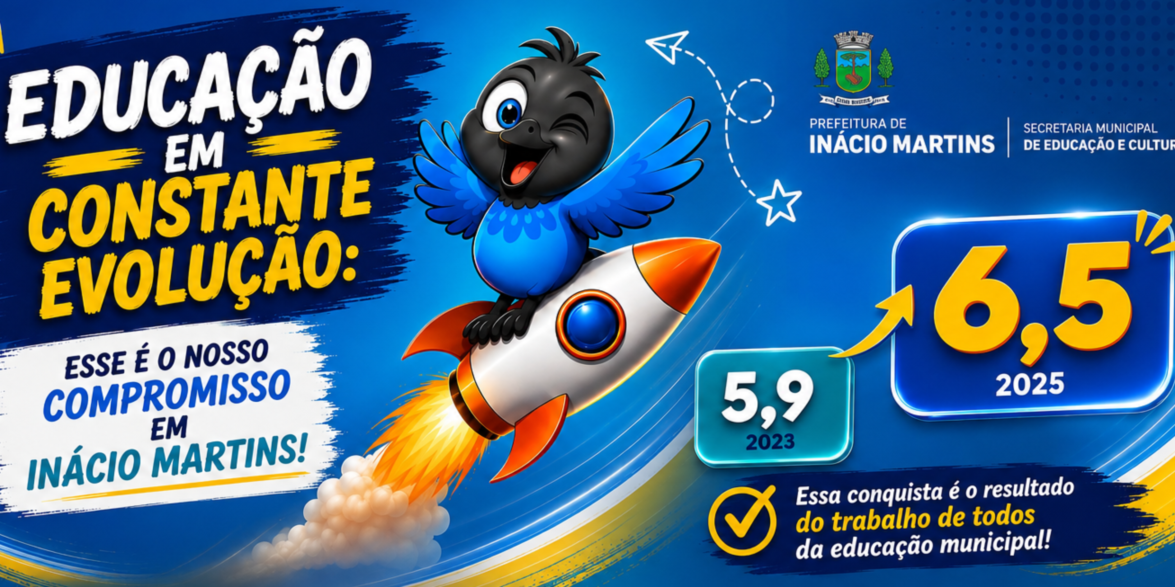 Inácio Martins celebra avanço histórico no IDEB 2025 e reforça compromisso com a educação.